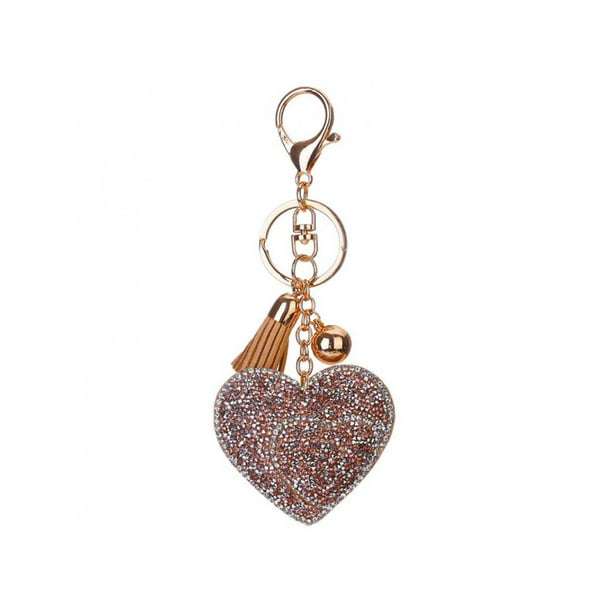 Crown Heart Pendant Keychain Crystal Rhinestone Keyring Bag Purse Key Chain Ring 